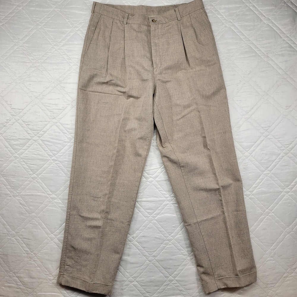 SAVANE 47% Linen/53% Cotton tan dress pants size 36X32